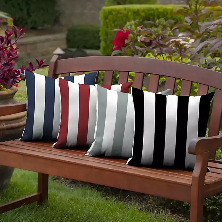 Kirklands Home Cabana Stripe Outdoor Pillow, 16 in. Black Clearance