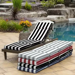 Kirklands Home Cabana Stripe Outdoor Chaise Cushion Black Hot