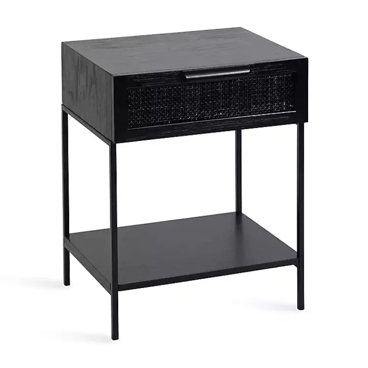 Kirklands Home Cane Drawer Accent Table Black Clearance