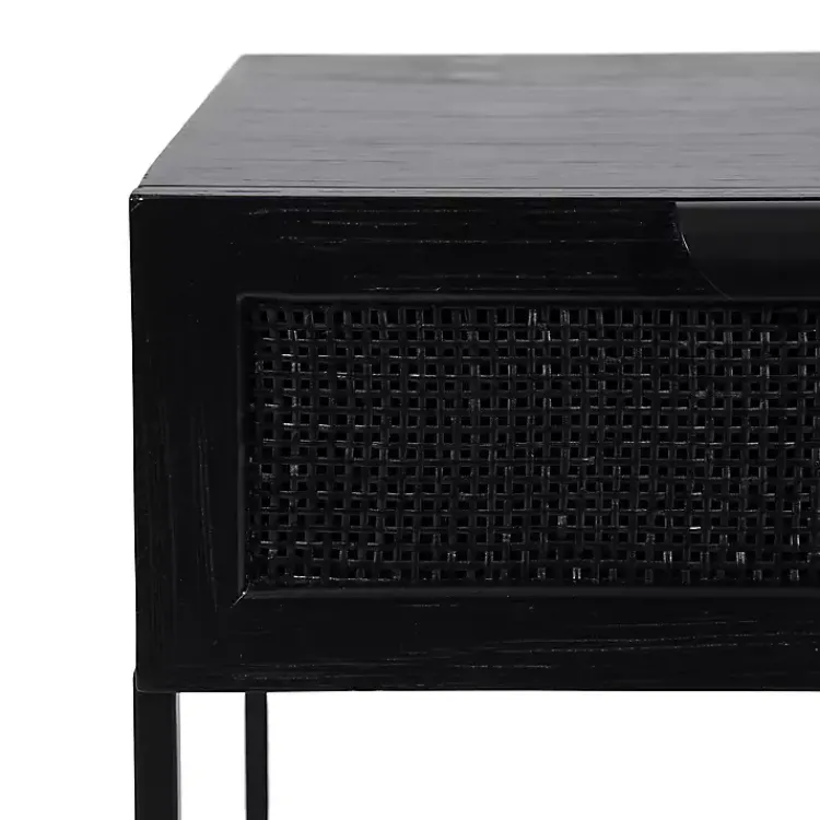 Kirklands Home Cane Drawer Accent Table Black Clearance