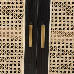 Kirklands Home Cane Wood Storage Media Cabinet Black Outlet