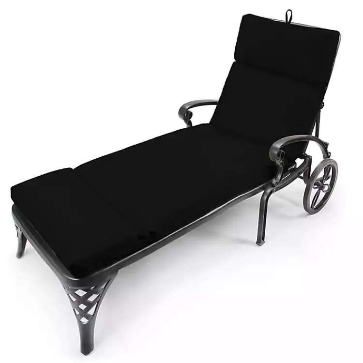 Kirklands Home Canvas French Edge Outdoor Chaise Cushion Black Discount