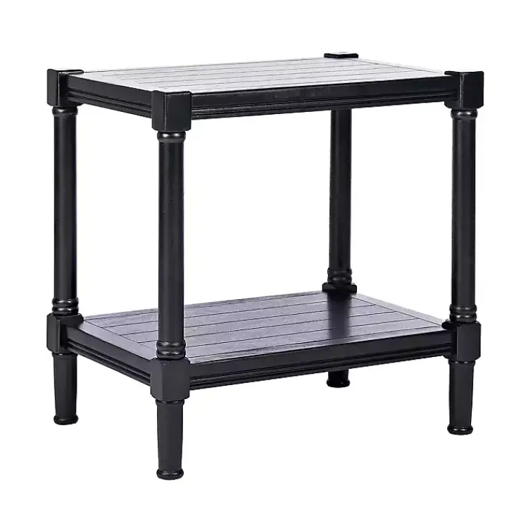 Kirklands Home Carved Pinewood Farmhouse Accent Table Black Hot