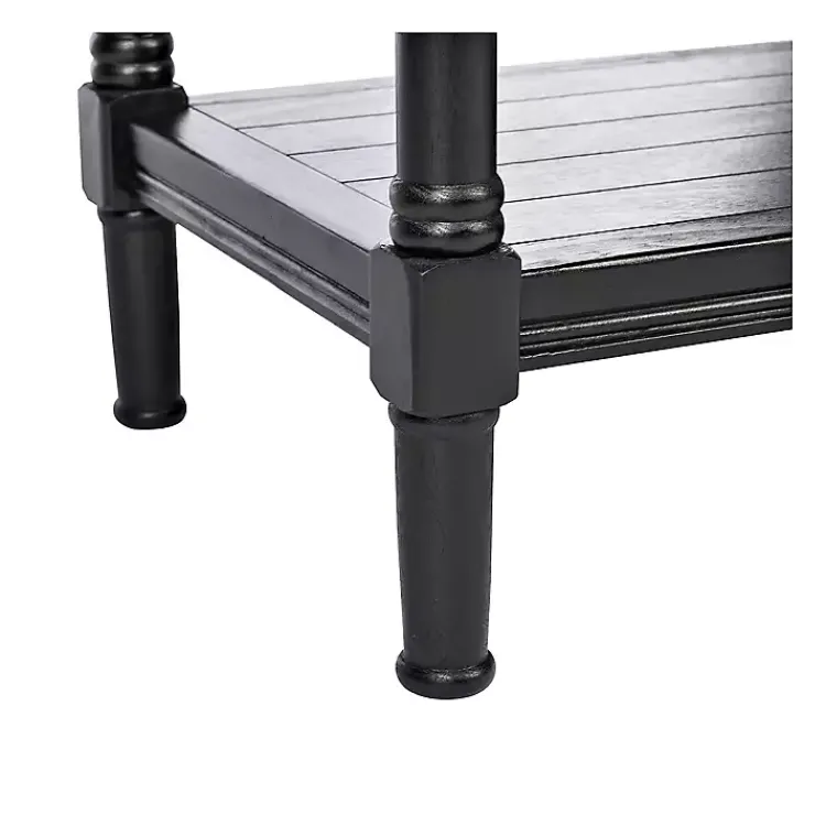 Kirklands Home Carved Pinewood Farmhouse Accent Table Black Hot