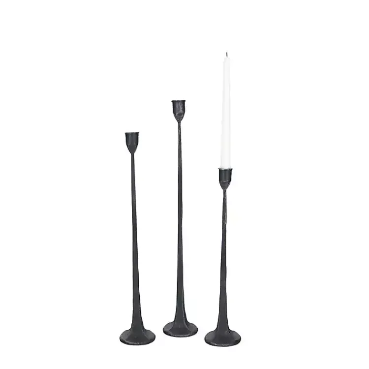 Candle Holders>Kirklands Home Cast Iron Taper Candle Holders, Set of 3 Black