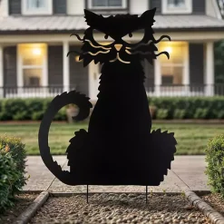 Halloween>Kirklands Home Cat Metal Yard Stake Black
