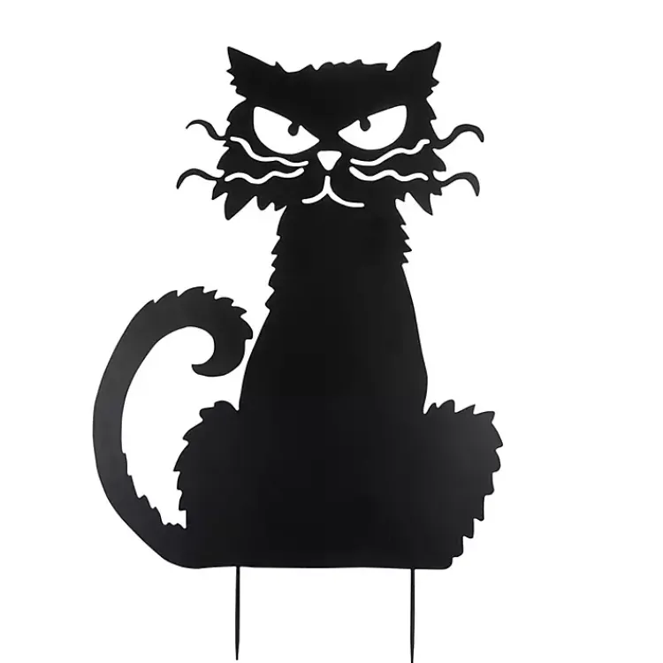 Halloween>Kirklands Home Cat Metal Yard Stake Black