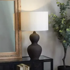 Kirklands Home Black Ceramic Hourglass Simple Large Table Lamp White Online