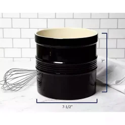 Kirklands Home Ceramic Oversized Crock with Divider Black Clearance