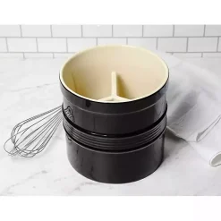 Kirklands Home Ceramic Oversized Crock with Divider Black Clearance
