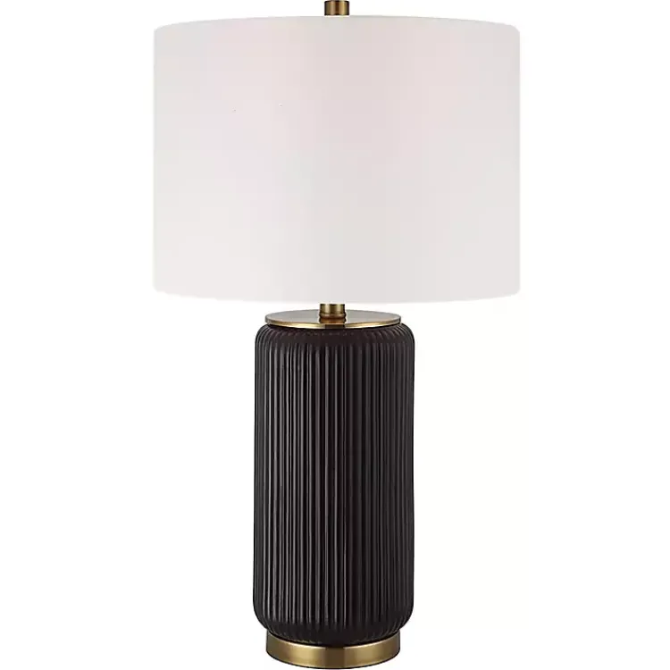 Kirklands Home Black Ceramic Ribbed Table Lamp White Best