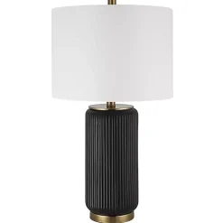 Kirklands Home Black Ceramic Ribbed Table Lamp White Best
