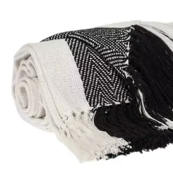 Blankets & Throws>Kirklands Home Black Chalet Striped Fringe Throw