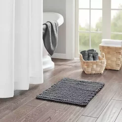 Kirklands Home Chenille Chain Stitched Bath Mat, 30 in. Black Clearance
