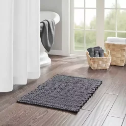 Kirklands Home Chenille Chain Stitched Bath Mat, 40 in. Black Discount