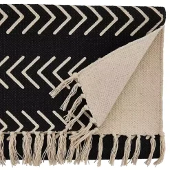 Kirklands Home Chevron Table Runner with Fringe Black New