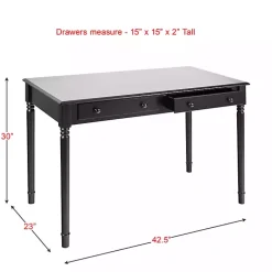 Kirklands Home Classic 2-Drawer Wood Desk Black New