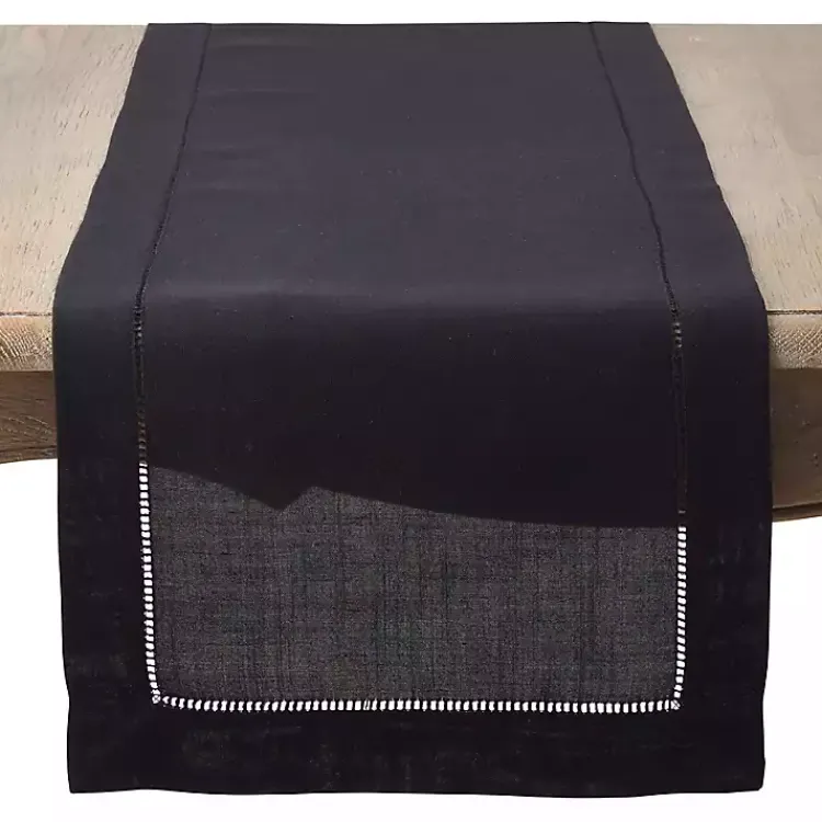 Kirklands Home Classic Hemstitch Border Polyester Runner Black Best