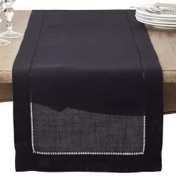 Kirklands Home Classic Hemstitch Border Polyester Runner Black Best