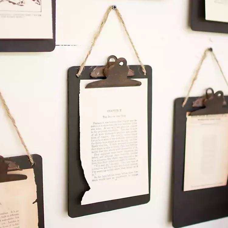 Kirklands Home Black Clip Board Notes Wall Hangings, Set of 6 New