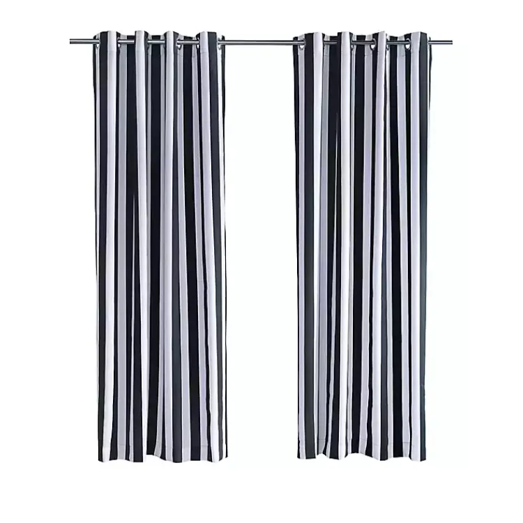 Kirklands Home Black Coastal Stripe Outdoor Curtain Panel, 84 in. Online