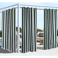 Kirklands Home Black Coastal Stripe Outdoor Curtain Panel, 84 in. Online