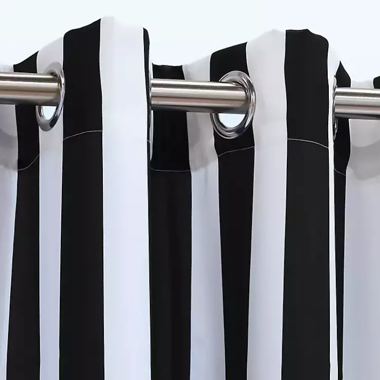 Kirklands Home Black Coastal Stripe Outdoor Curtain Panel, 84 in. Online