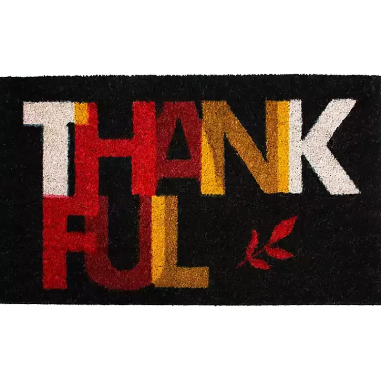 Fall>Kirklands Home Black Colorblock Thankful Doormat