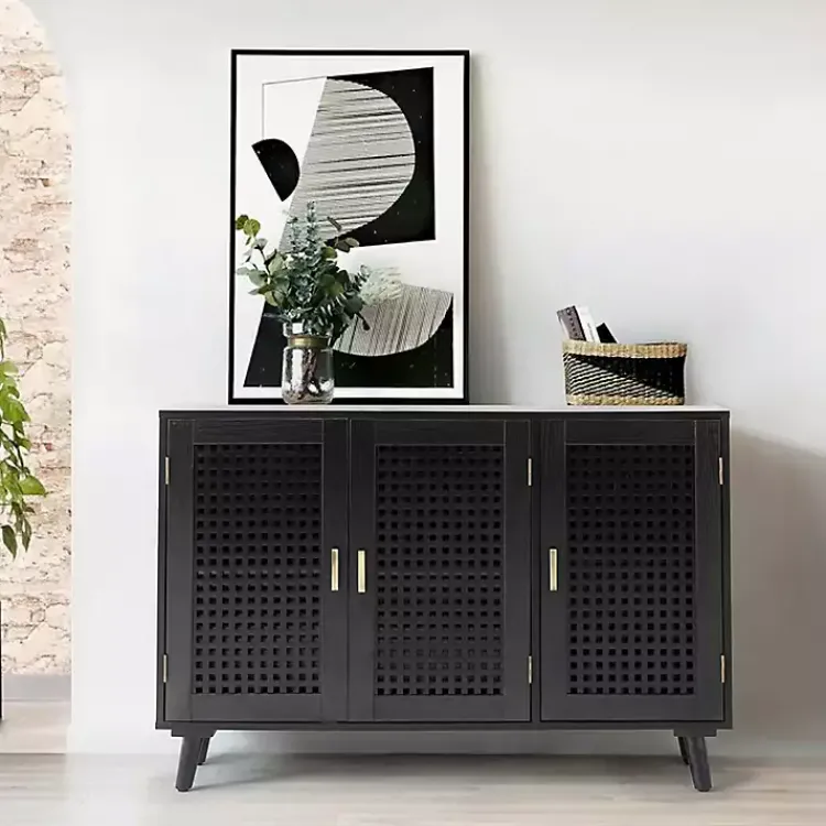 Kirklands Home Contemporary Lattice Doors Sideboard Black Sale