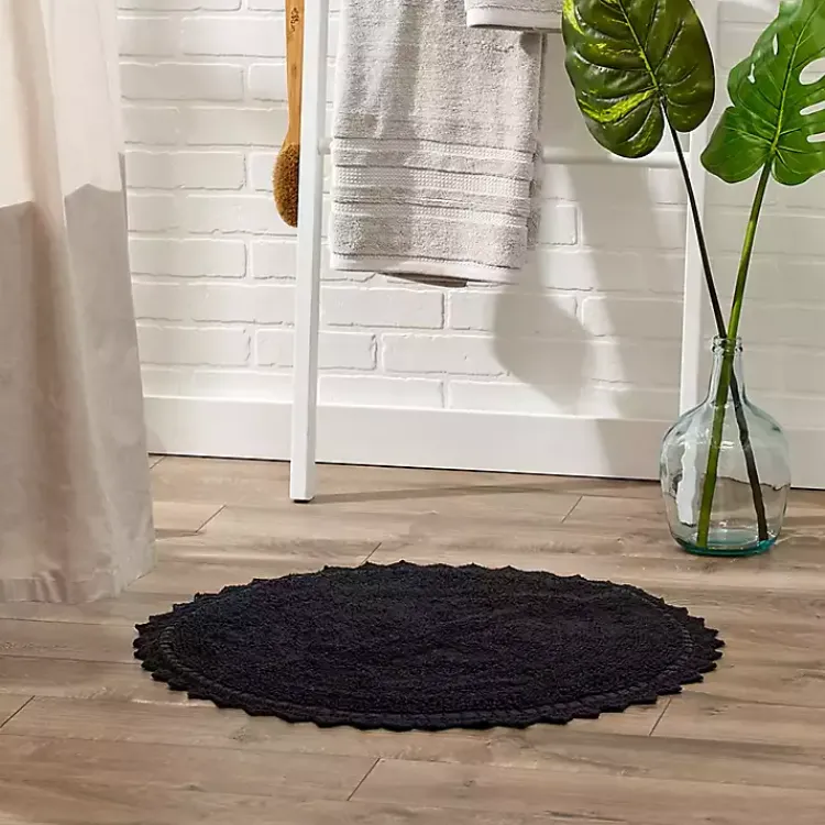 Kirklands Home Crochet Round Bath Mat Black Outlet