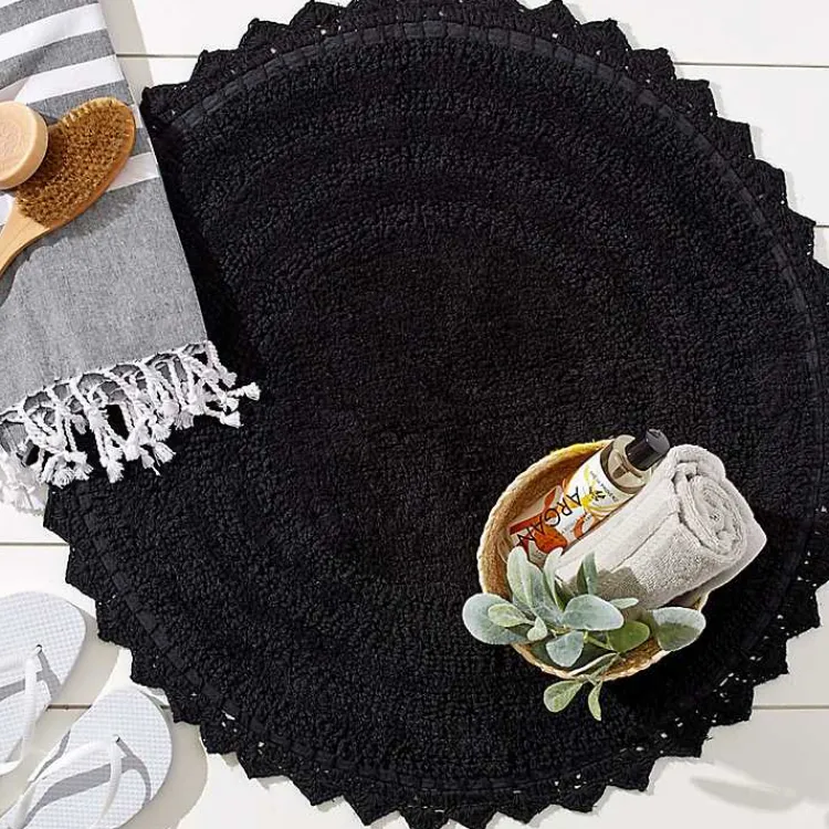 Kirklands Home Crochet Round Bath Mat Black Outlet