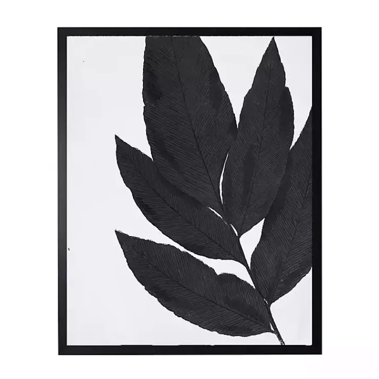 Kirklands Home Black Cropped Leaf I Framed Art Print New
