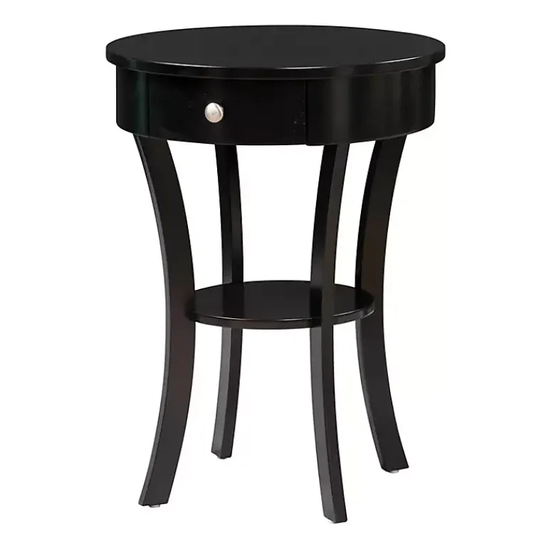 Kirklands Home Curved Legs Round Drawer Accent Table Black Hot