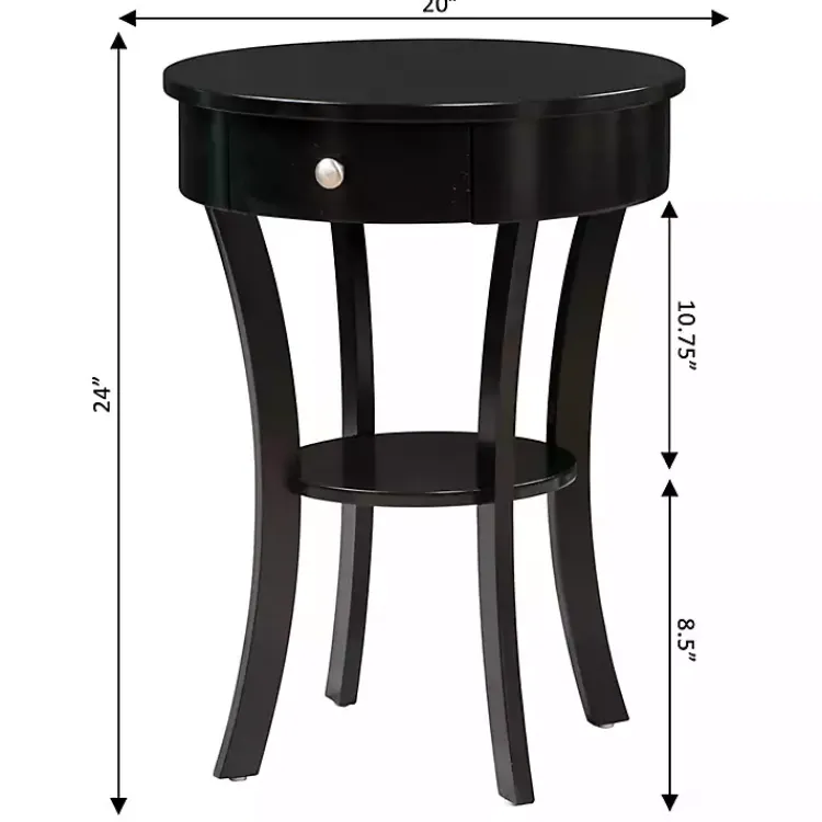 Kirklands Home Curved Legs Round Drawer Accent Table Black Hot