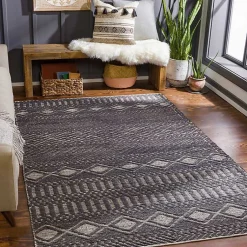 Kirklands Home Diamond Jute Area Rug, 5x7 Black New