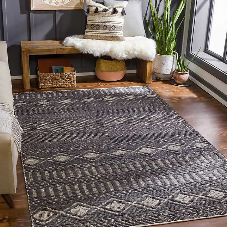Kirklands Home Diamond Jute Area Rug, 8x10 Black Online