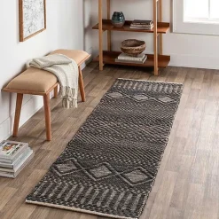 Kirklands Home Diamond Jute Runner, 2x8 Black Sale