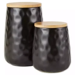 Kirklands Home Dimpled Bamboo Canisters, Set of 2 Black Online