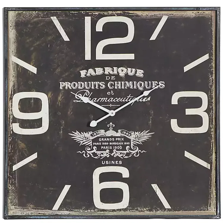 Kirklands Home Black Distressed Wood Face Square Clock Clearance