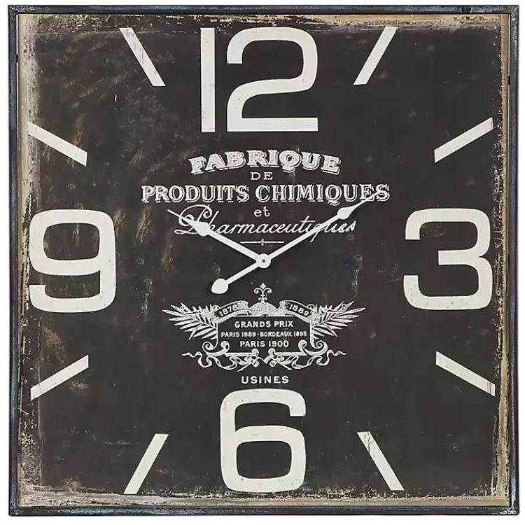 Kirklands Home Black Distressed Wood Face Square Clock Clearance