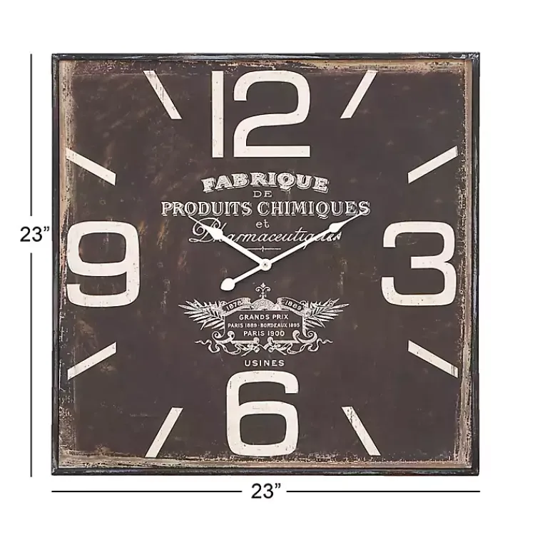 Kirklands Home Black Distressed Wood Face Square Clock Clearance