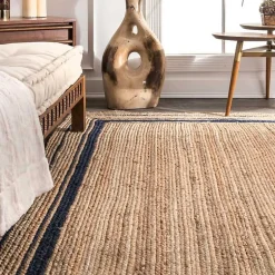 Kirklands Home Black Double Border Braided Jute Area Rug, 5x8 Clearance