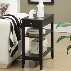 Kirklands Home Double Shelf Wood Accent Table Black Hot