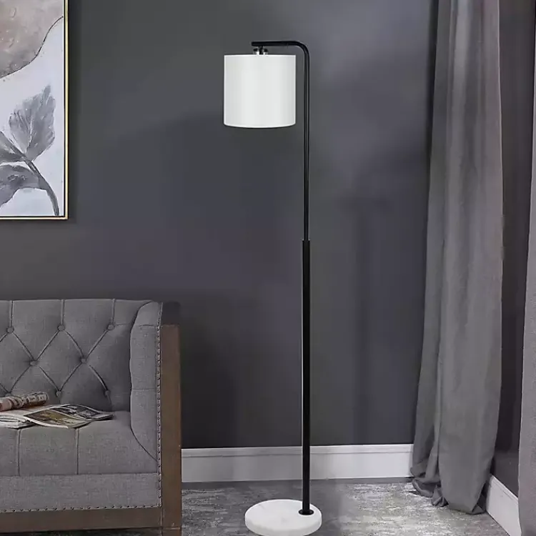 Kirklands Home Black Downbridge Marble Base Floor Lamp White Best
