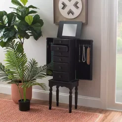 Kirklands Home 5-Drawer Ollie Petite Jewelry Armoire Black New