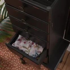 Kirklands Home 5-Drawer Ollie Petite Jewelry Armoire Black New