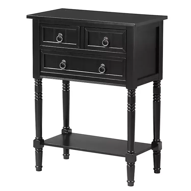 Kirklands Home 3-Drawer Turned Legs Accent Table Black Online