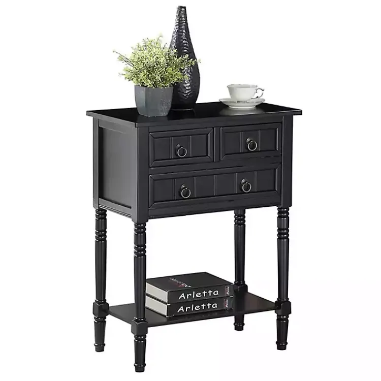 Kirklands Home 3-Drawer Turned Legs Accent Table Black Online