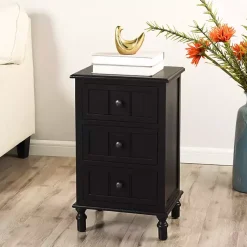 Kirklands Home 3-Drawer Winnie Accent Table Black New