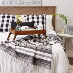 Blankets & Throws>Kirklands Home Farmhouse Stripe Throw Black